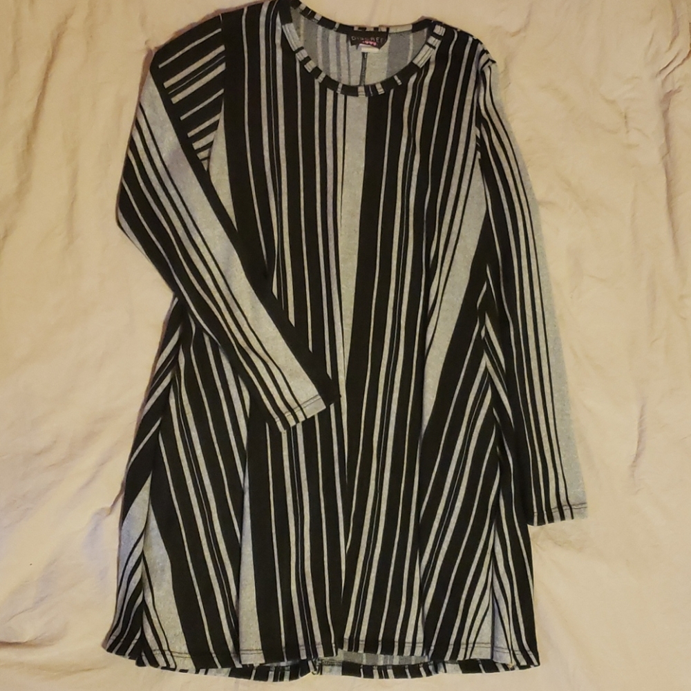 Discreet Long Sleeved Striped Dress